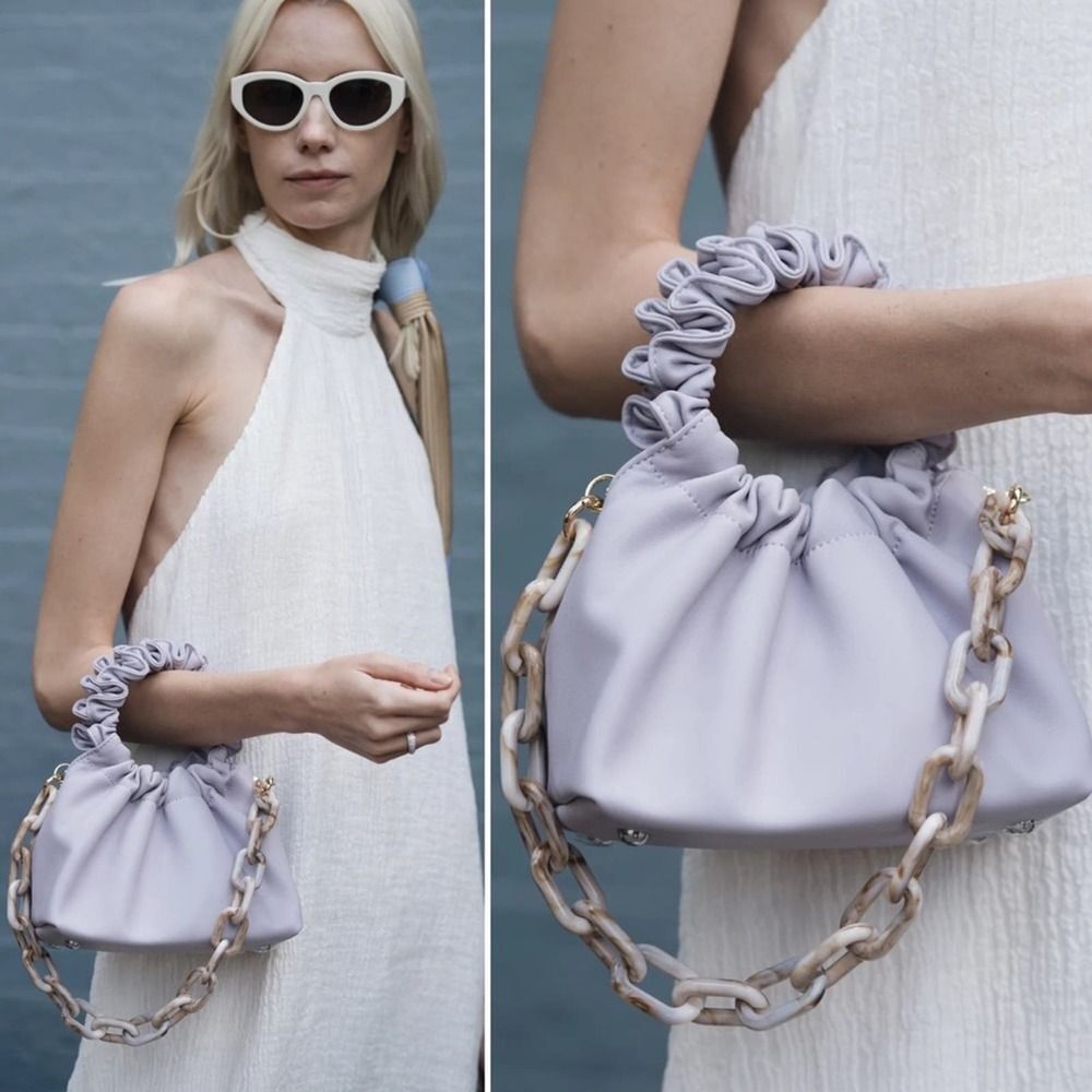 NWOT Verafied New York Lilac Cloud Shoulder Bag with Marble Chain Purple Satchel